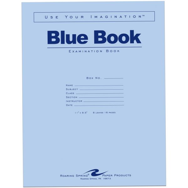 ROA77517 Roaring Spring 8 - sheet Blue Examination Book - Letter
