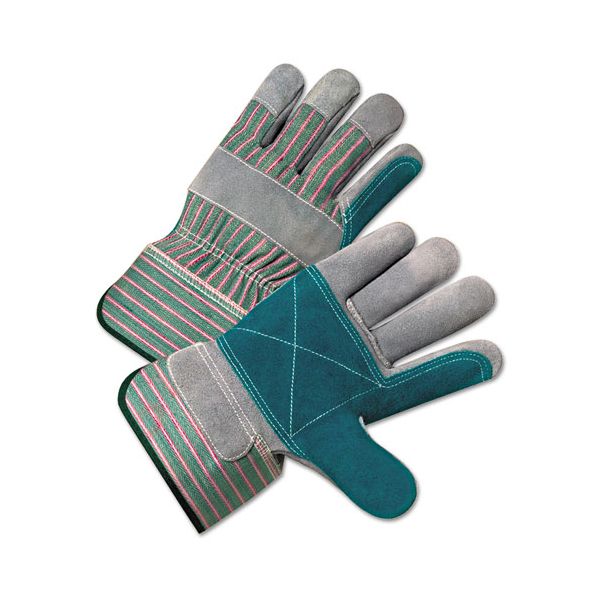 ANR2300 Anchor Brand 2000 Series Leather Palm Gloves, Gray/Green/Red, Large, 12 Pairs