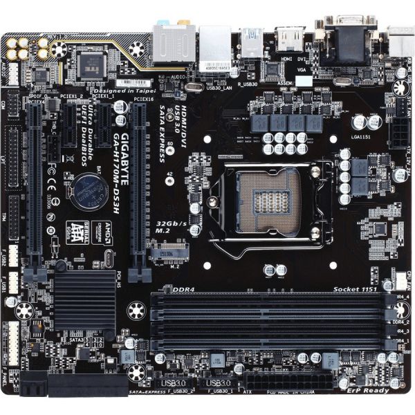 SYNX4497155 Gigabyte Ultra Durable GA-H170M-DS3H Desktop Motherboard - Intel Chipset - Socket H4 LGA-1151