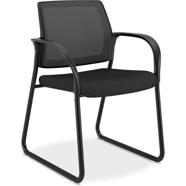 HONIB108NT10 HON Ignition Series Mesh Back Guest Chair with Sled Base,Black Fabric Upholstery