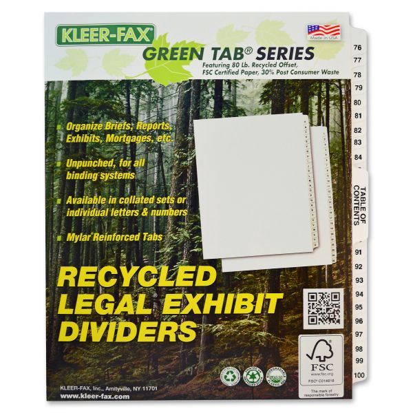 KLF81197 Kleer-Fax 80000 Series Legal Exhibit Index Dividers