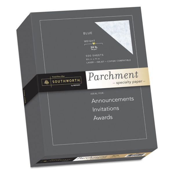 SOU964C Southworth Parchment Specialty Paper, Blue, 24lb, 8 1/2 x 11, 500 Sheets