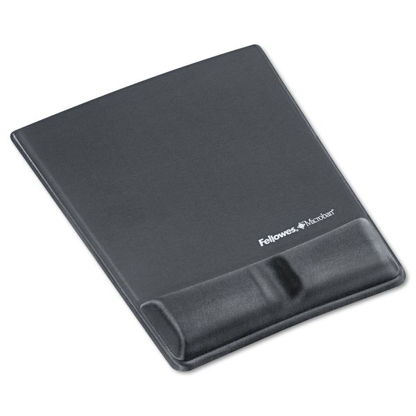 FEL9184001 Fellowes Memory Foam Wrist Support w/Attached Mouse Pad, Graphite
