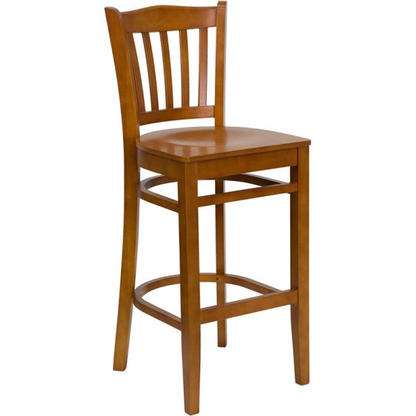 FHFXUDGW0008BARVRTCHYGG Flash Furniture HERCULES Series Vertical Slat Back Wooden Barstool