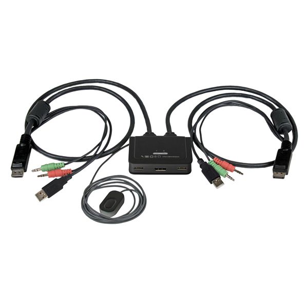 SYNX3693952 StarTech.com 2 Port USB DisplayPort Cable KVM Switch w/ Audio and Remote Switch - USB Powered