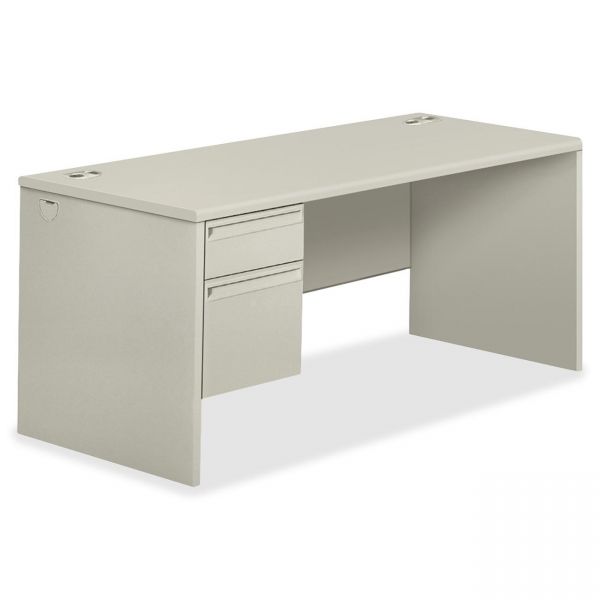 HON38291RQQ HON 38000 Series Right Pedestal Desk, 66w x 30d x 29-1/2h, Light Gray