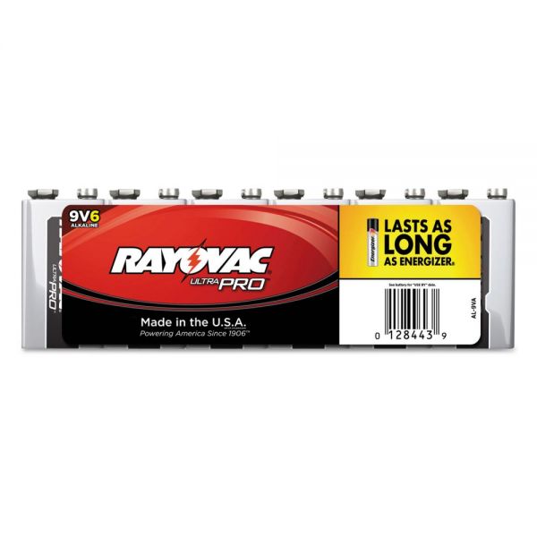 RAYAL9V6J Rayovac Ultra Pro Alkaline Batteries, 9V, 6/Pack