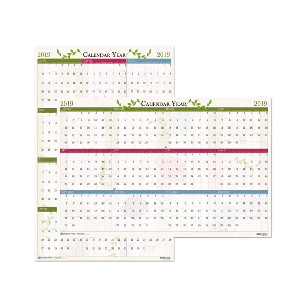 HOD3984 House of Doolittle Recycled Floral Reversible/Erasable Wall Calendar, 24 x 37, 2019