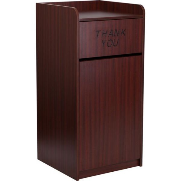 FHFMTM8520TRAMAHGG Flash Furniture Wood Tray Top 36 Gallon Trash Can