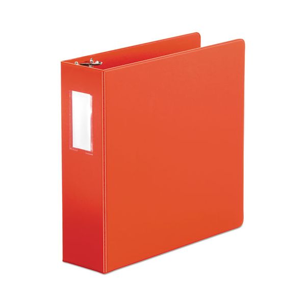 UNV35413 Universal Economy Non-View 3-Ring Binder With Label Holder, 3" Capacity, Round Ring, Red