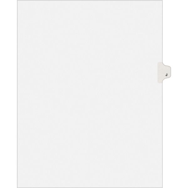 AVE82172 Avery Allstate-Style Legal Exhibit Side Tab Divider, Title: J, Letter, White, 25/Pack