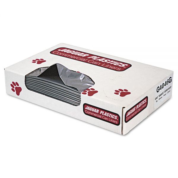 JAGG4046G Jaguar Plastics Low-Density Commercial Can Liners, 40-45 Gallon, 1.3mil, Gray, 100/Carton