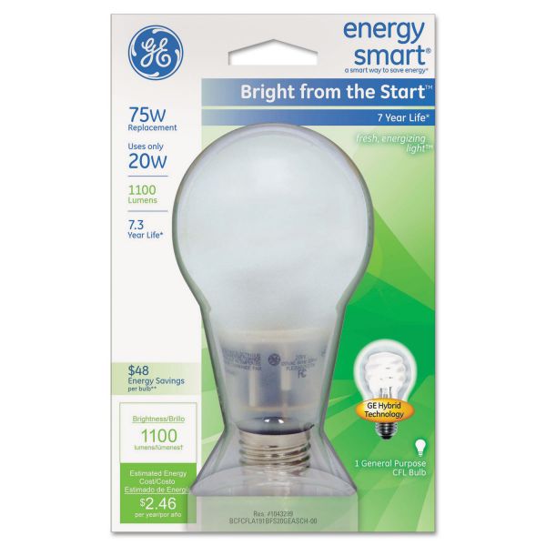 GEL63504 GE Compact Fluorescent Bulb, A21, Soft White