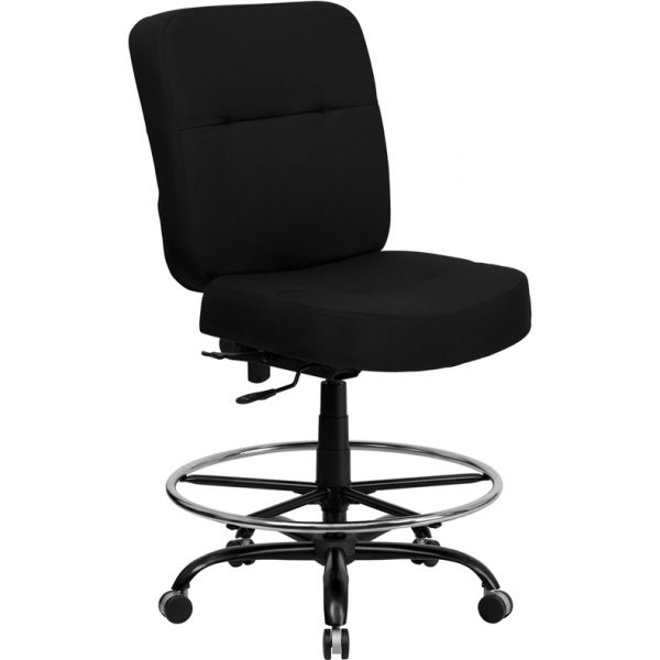 FHFWL735SYGBKDGG Flash Furniture HERCULES Series Big & Tall Drafting Stool with Extra WIDE Seat