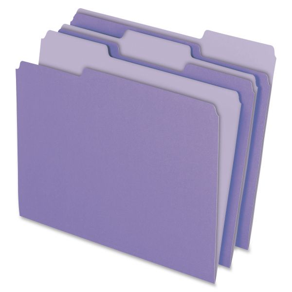 PFX15213LAV Pendaflex Colored File Folders, 1/3 Cut Top Tab, Letter, Lavender/Light Lavender, 100/Box
