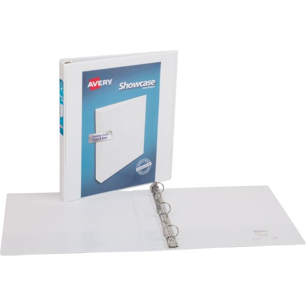 AVE19601 Avery Showcase Economy 3-Ring View Binder, 1" Capacity, Round Ring, White
