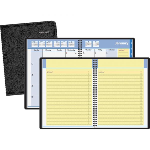 AAG760605 AT-A-GLANCE QuickNotes Monthly Planner, 8 1/4 x 10 7/8, Black, 2019