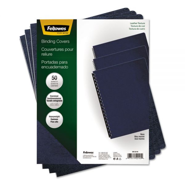FEL52145 Fellowes Executive Presentation Binding System Covers, 11-1/4 x 8-3/4, Navy, 50/Pack