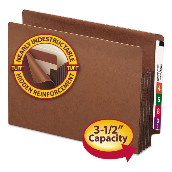 SMD73780 Smead 3 1/2" Exp File TUFF Pockets, Straight Tab, Letter, Redrope, 10/Box