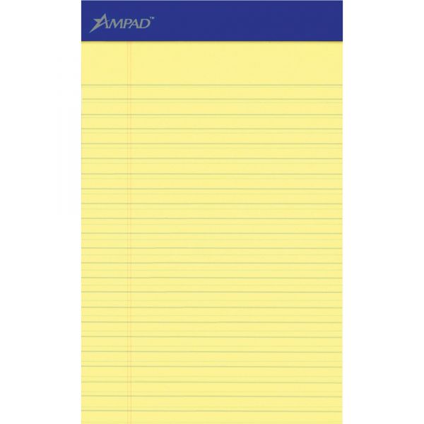 TOP20204 Ampad Perforated Writing Pad, Narrow, 5 x 8, Canary, 50 Sheets, Dozen