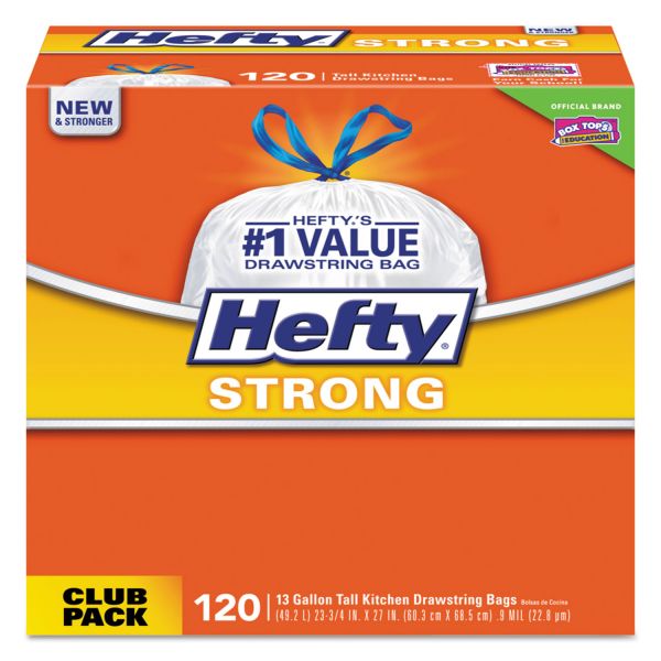 PCTE84562 Hefty Kitchen Fresh Cinch Sak Tall Bag, 13gal, .9 mil, White, Lavender/Vanilla, 110/BX