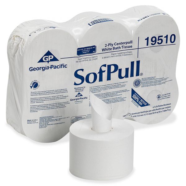 GPC19510 Georgia Pacific Professional High Capacity Center Pull Tissue, 1000 Sheets/Roll, 6 Rolls/Carton