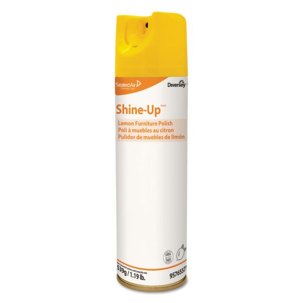 DVO95765571 Diversey Shine-Up Furniture Cleaner, Lemon Scent, 13.8 oz, Aerosol Can, 12/Carton