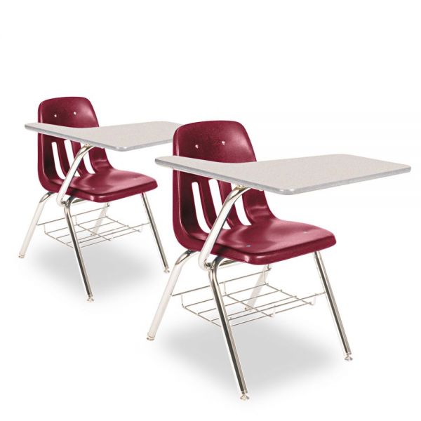 VIR9700BR50091 Virco 9700 Series Chair Desk, 18-3/4w x 31d x 30-1/2h, Gray Nebula/Wine, 2/Carton