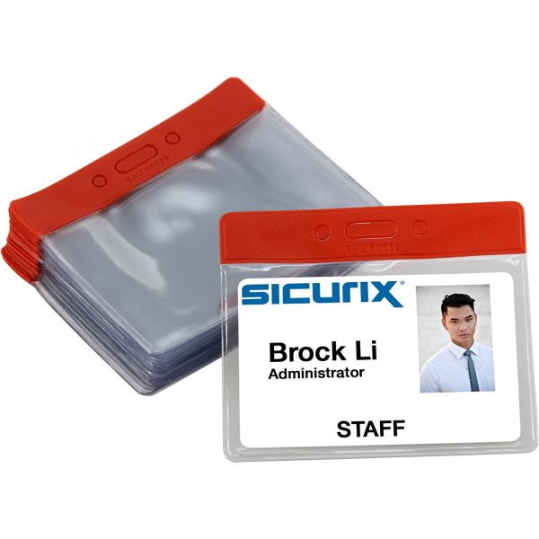 BAU68052 SICURIX Color-coded Vinyl Badge Holders - Horizontal