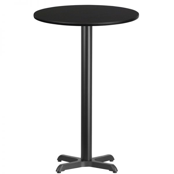 FHFXURD24BLKTBT2222BGG Flash Furniture 24'' Round Black Laminate Table Top with 22'' x 22'' Bar Height Table Base