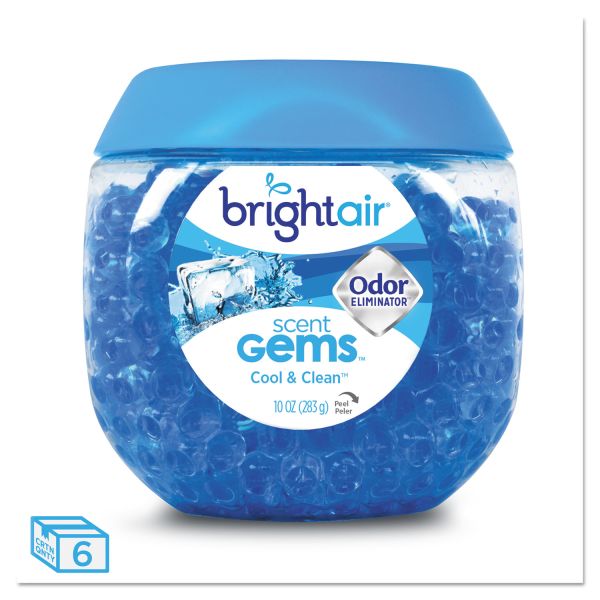 BRI900228CT BRIGHT Air Scent Gems Odor Eliminator, Cool and Clean, Blue, 10 oz, 6/Carton