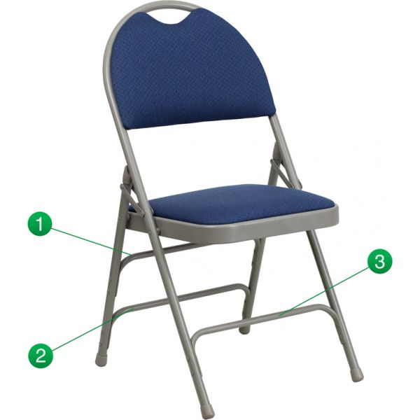 FHFHAMC705AF3NVYGG Flash Furniture HERCULES Series Extra Large Ultra-Premium Triple Braced Navy Fabric Metal Folding Chair with Easy-Carry Handle