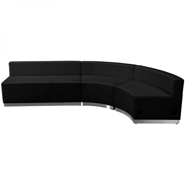 FHFZB803750SETBKGG Flash Furniture HERCULES Alon Series Black Leather Reception Configuration, 3 Pieces