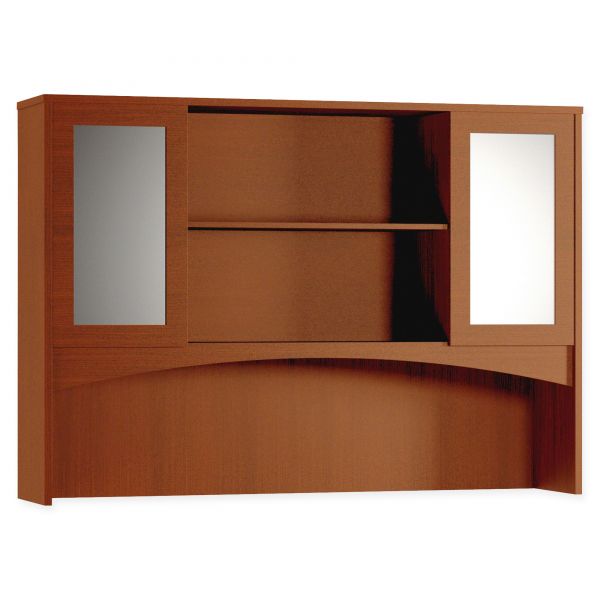 MLNBTDHG72LCR Mayline Brighton Series Double-Height Glass Door Hutch, 72w x 15d x 50-1/2h, Cherry
