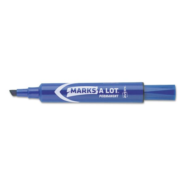 AVE07886 Avery MARK A LOT Regular Desk-Style Permanent Marker, Chisel Tip, Blue, Dozen