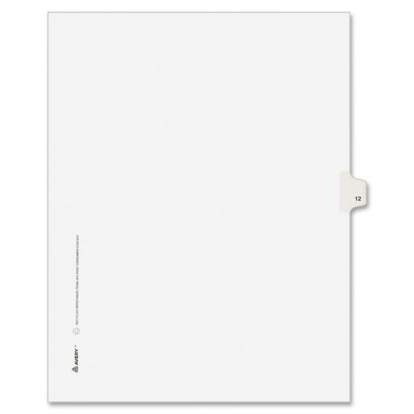 AVE82210 Avery Allstate-Style Legal Exhibit Side Tab Divider, Title: 12, Letter, White, 25/Pack