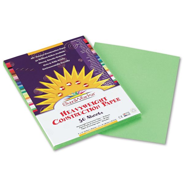 PAC8103 SunWorks Construction Paper, 58 lbs., 9 x 12, Light Green, 50 Sheets/Pack