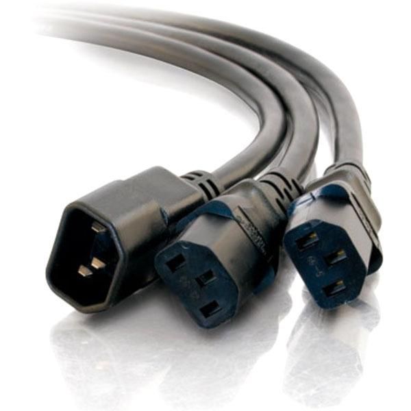 SYNX2387194 C2G 6ft 16 AWG 1-to-2 Power Cord Splitter (1 IEC320C14 to 2 IEC320C13)