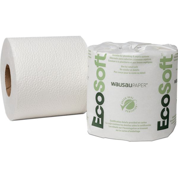 WAU154800 Wausau Paper EcoSoft Universal Bathroom Tissue, 2-Ply, 500 Sheets/Roll, 48 Rolls/Carton