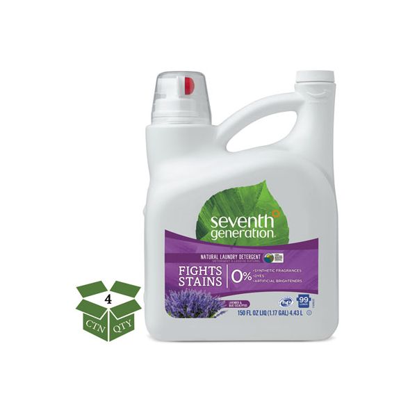 SEV22794CT Seventh Generation Natural Liquid Laundry Detergent, Lavender/Blue Eucalyptus, 99 loads,150oz,4/CT