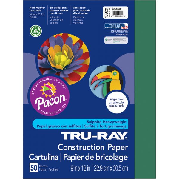 PAC103021 Tru-Ray Sulphite Green Construction Paper