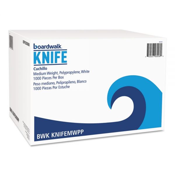 BWKKNIFEMWPP Boardwalk Mediumweight Polypropylene Cutlery, Knife, White, 1000/Carton