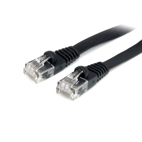 SYNX1200136 StarTech.com 3 ft Black Flat Molded RJ45 UTP Cat 5e Patch Cable - 3ft Patch Cord
