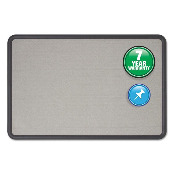 QRT7694G Quartet Contour Fabric Bulletin Board, 48 x 36, Gray Surface, Black Plastic Frame