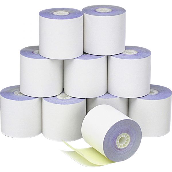 PMC09325 PM Company Paper Rolls, Credit Verification, 2 1/4" x 70 ft, White/Canary, 10/Pack