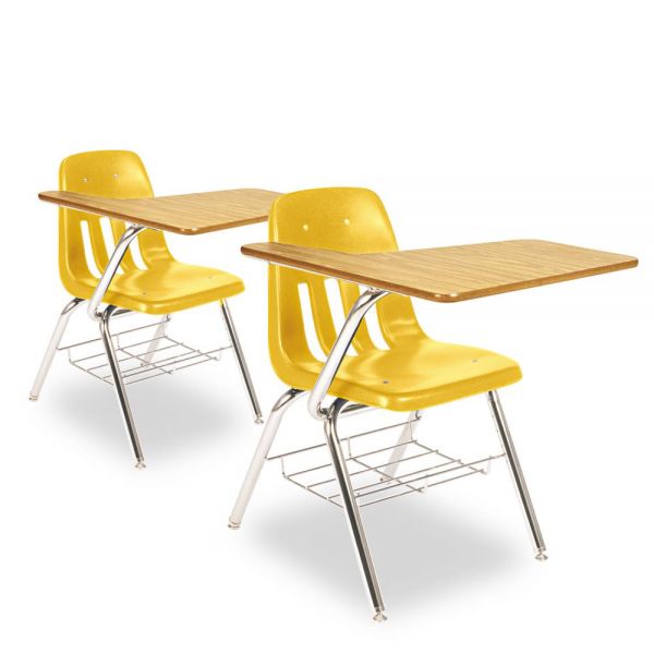 VIR9700BR47084 Virco 9700 Series Chair Desk, 18-3/4w x 31d x 30-1/2h, Medium Oak/Squash, 2/Carton