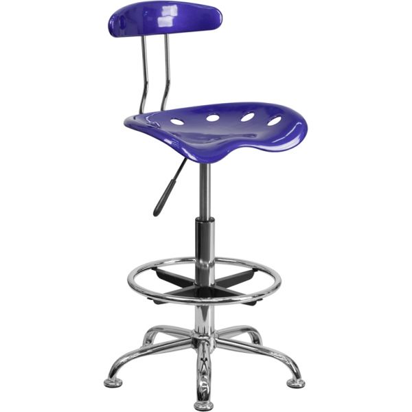 FHFLF215DEEPBLUEGG Flash Furniture Vibrant Drafting Stool with Tractor Seat