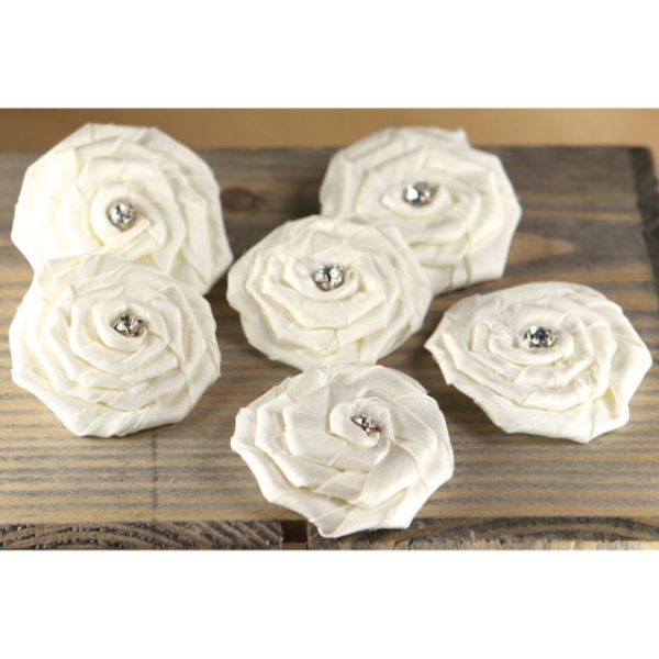 NOTM124465 Allure Fabric Flowers W/Gems 1.75" To 2" 6/Pkg