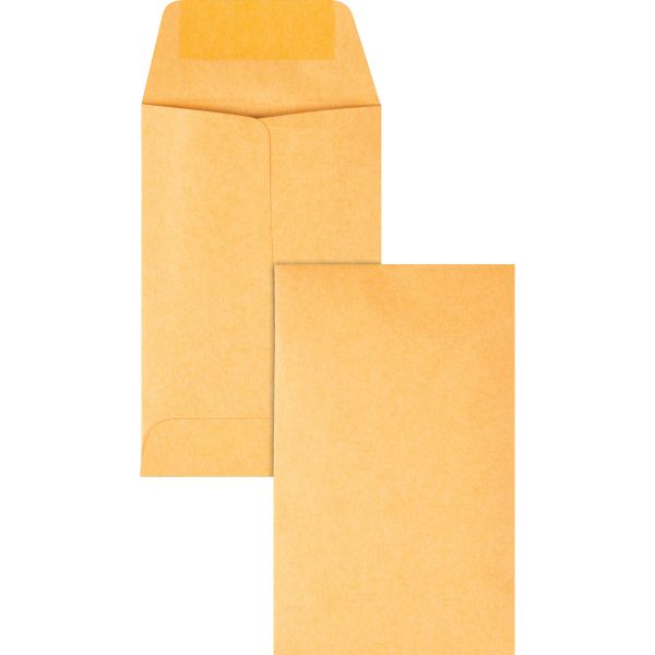 QUA50160 Quality Park Kraft Coin & Small Parts Envelope, #1, 2 1/4 x 3 1/2, Brown Kraft, 500/Box