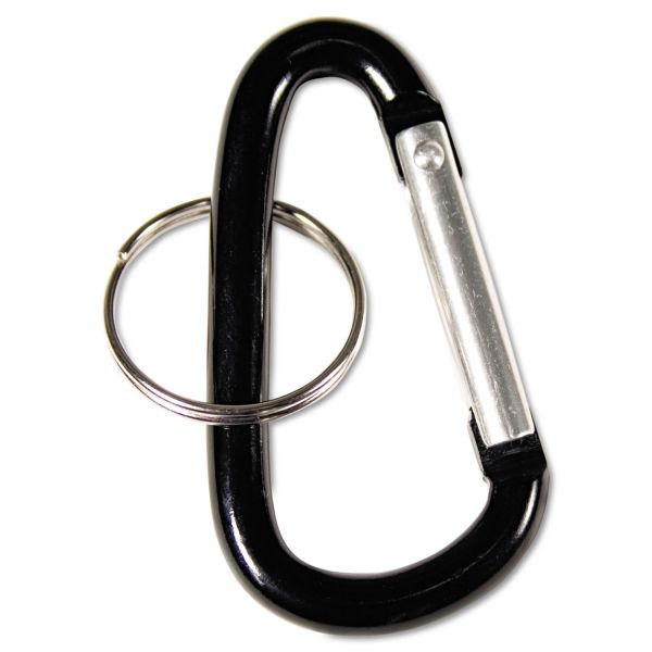 AVT75555 Advantus Carabiner Key Chains, Split Key Rings, Aluminum, Black, 10/Pack